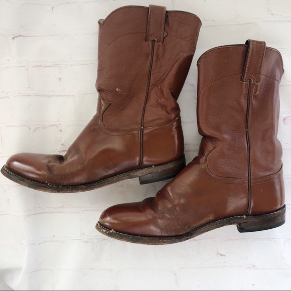 [Justin] Brown leather western roper boot 8.5D - Picture 4 of 8